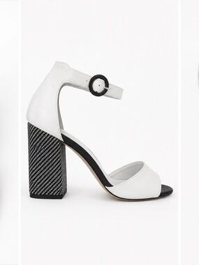 Capelli of New York White and Black Open-Toe Ankle-Strap Heels